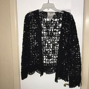 Valenti black crocheted cardigan